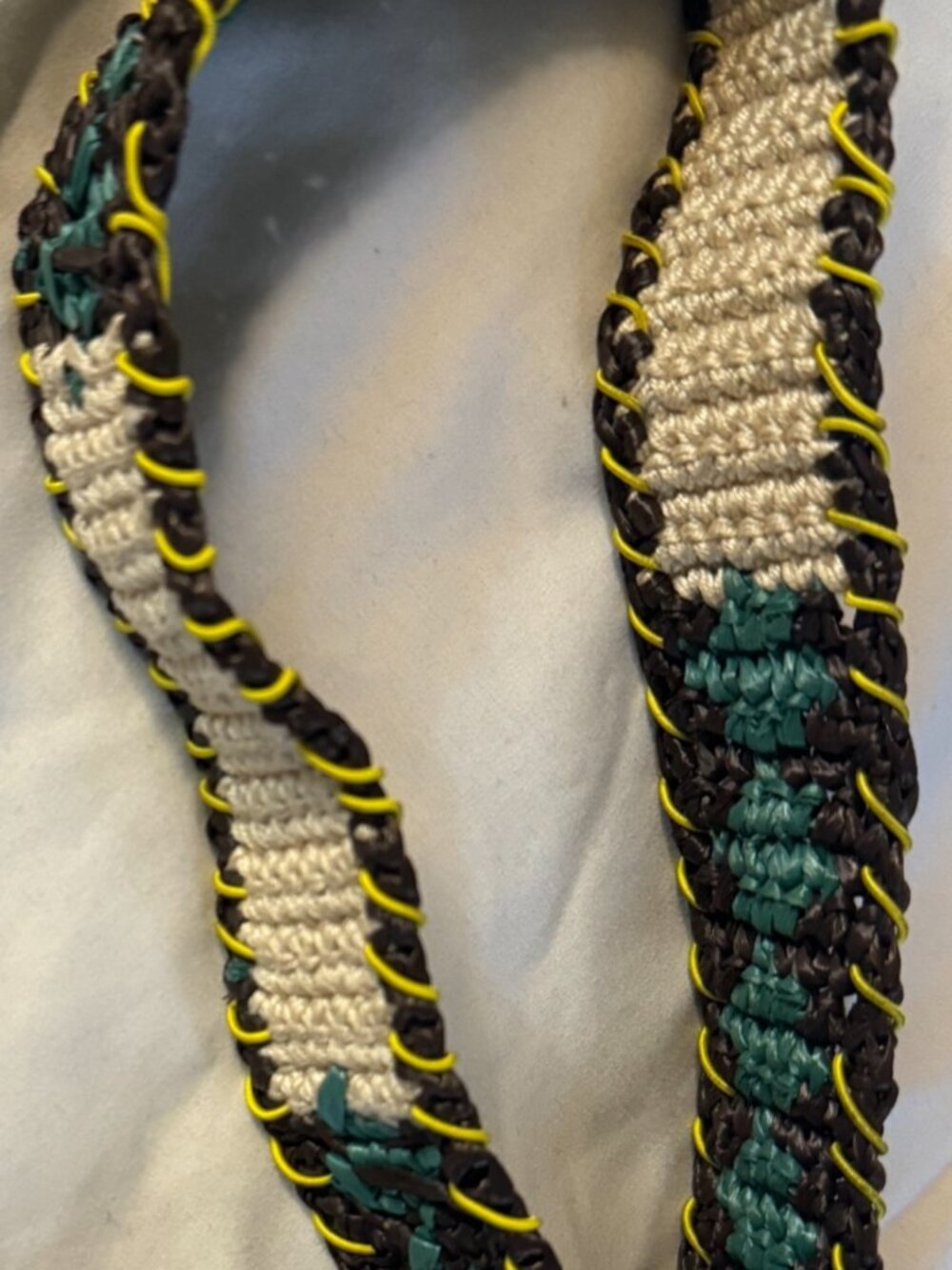 Prada women's crochet & raffia belt - made in Italy